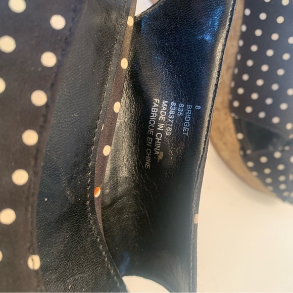 PURE Alfred Sung polka dot cork  beach heels-size 8 black and white - Picture 7 of 13